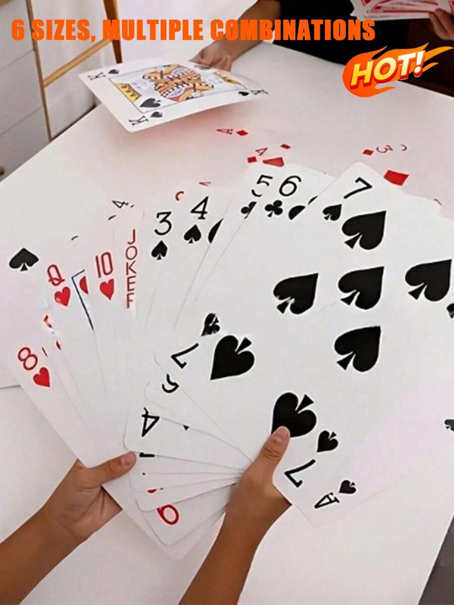 超大號巨型撲克牌，適合賭場主題、返校季，完整大牌組，趣味魔幻遊戲，適用學校、全齡、派對遊戲、惡作劇、情人節、婚禮禮物、生日、聖誕裝飾禮物