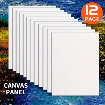 12pcs/4pcs White Canvas Boards, 7x9 Inch Art Painting Panels, Suitable For Oil Painting, Acrylic, Watercolor, Tempera, Fluid Art, Art Supplies, Back To School, Learning Essentials