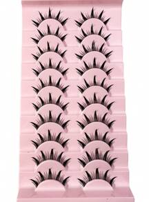 Pestañas postizas de estilo manga, look húmedo, estilo tailandés, anime, cosplay, de 18 mm, con púas, gruesas y dramáticas, tipo muñeca, estilo japonés y coreano, 10 pares - Pestañas Spiky Manga - Ver 5