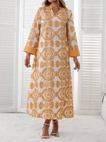 Women's Full Body Embroidered Robe Dress, Dignified And Elegant, Suitable For Spring And Summer, Suitable For Casual Vacation And Daily Wear.