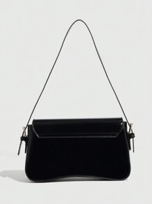 1 buc. Geantă de umăr pentru femei, minimalistă, culoare solidă, vișinie, geantă de umăr cu clapă, geantă baghetă, geantă de mână, geantă subraț, geantă pătrată, geantă cu textură din piele PU, piele lăcuită, cu granulație de crocodil PU, la modă, multifuncțională, elegantă, sexy, potrivită pentru purtare în mână, umăr, serviciu, afaceri, navetă, exterior, călătorii, dimensiunea genții: 27 * 15 * 6 cm