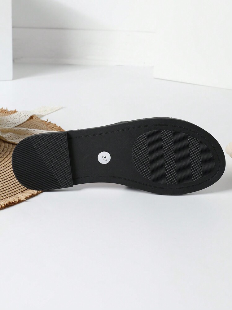 Women's Fashionable Round Toe Flat Slipper Shoes, Low Heel, Blue Color - Blue - View 7