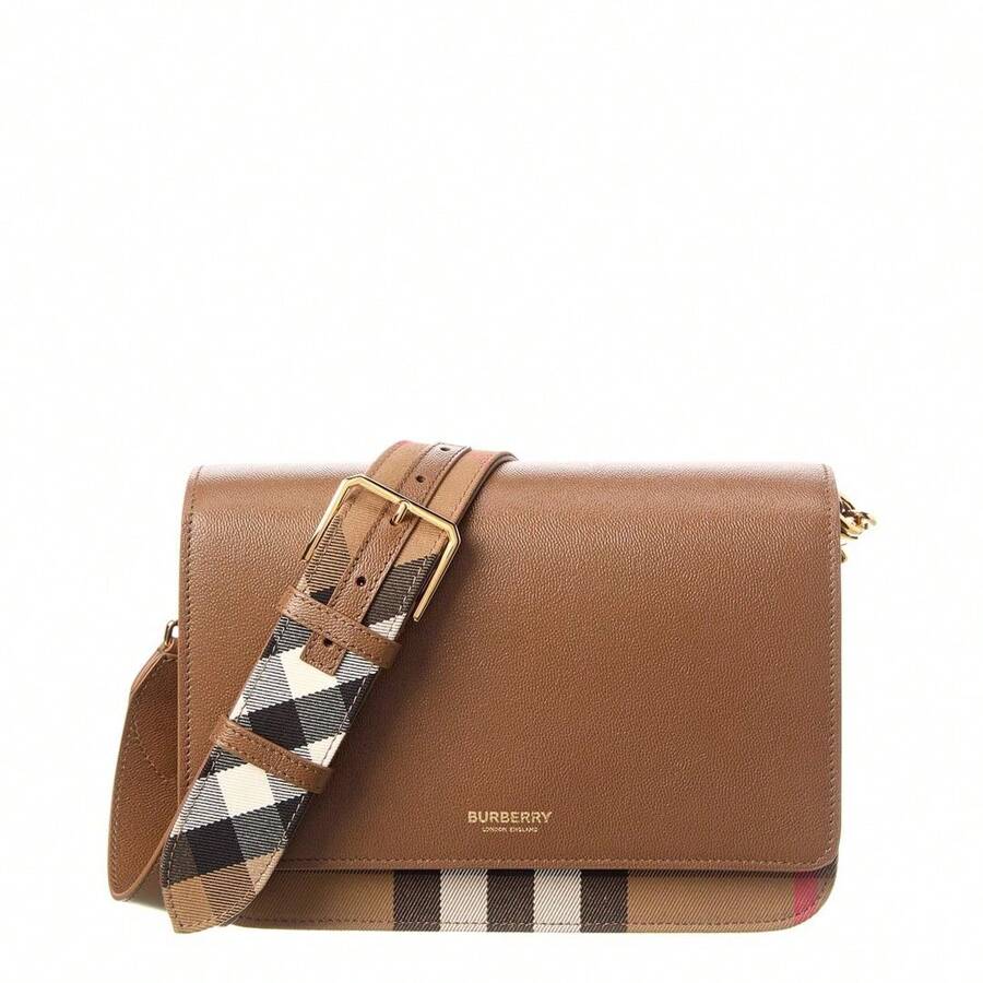 Burberry Mackford Check Canvas & Leather Shoulder Bag - 棕色 - 查看 1