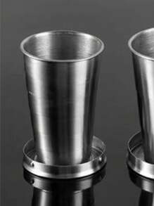 1pc Lightweight Folding Stainless Steel Cup, Portable High-Temperature Resistant Retractable Rinse Cup, Small Water Cup For Outdoor Travel