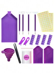 1 套紫色 DIY 钻石画工具艺术套件，30/60/120 瓶收纳盒，大容量便携式工具箱，节日最佳礼物
