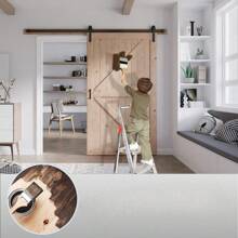 Wood Barn Door With 8FT Barn Door Hardware Kit Included  Shape Solid Spruce Wood Panel Need To Assembly,Strong And Durable - Khaki - View 3
