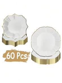 60 Stück weiße Pappteller - weiße Einwegteller für Party/Hochzeit - beinhaltet 30 Stück 10-Zoll weiße Dinner-Teller und 30 Stück 7-Zoll weiße Dessert-/Salatteller für Ostern