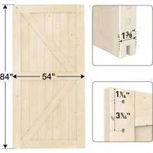 54in X 84in Sliding Barn Door With 9ft Barn Door Hardware Kit & Handle, Floor Guide, Door Latch Included,  Unfinished Solid Spruce Wood,Pre-Drilled, - barn door with kit - View 4