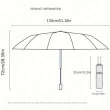 1 Parapluie grand format de 12 baleines anti-vent - Ouverture manuelle, imperméable, résistant aux déchirures, armature en acier - Style d'affaires minimaliste à la mode, parapluie de voyage pliable renforcé, convient aux hommes et aux femmes. Rafraîchissement d'été, plage, voyage, choix printemps-été, cadeaux pour demoiselles d'honneur, décoration de chambre, plage, voyage, pour hommes, pour femmes, vacances, articles mignons - Multicolore - Voir 6