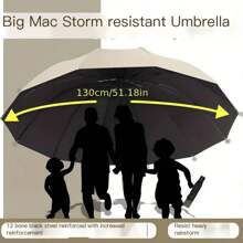 1 Parapluie grand format de 12 baleines anti-vent - Ouverture manuelle, imperméable, résistant aux déchirures, armature en acier - Style d'affaires minimaliste à la mode, parapluie de voyage pliable renforcé, convient aux hommes et aux femmes. Rafraîchissement d'été, plage, voyage, choix printemps-été, cadeaux pour demoiselles d'honneur, décoration de chambre, plage, voyage, pour hommes, pour femmes, vacances, articles mignons - Multicolore - Voir 7