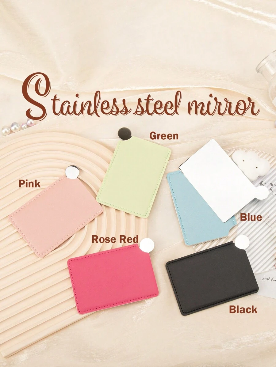 1PC Stainless Steel Multi-Color Carded Makeup Mirror Student Dormitory Desktop Small Mirror Ladies Dressing Mirror Travel Gift For Girlfriend And Mother Birthday Gifts Graduation