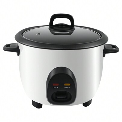 Reiskocher,1L, Reis für bis zu 3 Personen ohne Anbrennen, Mit Warmhaltefunktion, 400W, Edelstahl, Weiß