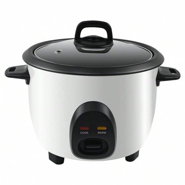 Olla arrocera, 1L, arroz para hasta 3 personas sin quemar, con función mantener caliente, 400W, acero inoxidable, blanco