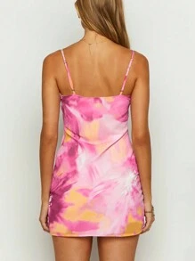 夏季吊带海滩度假性感连衣裙 - 粉色 - 查看 4