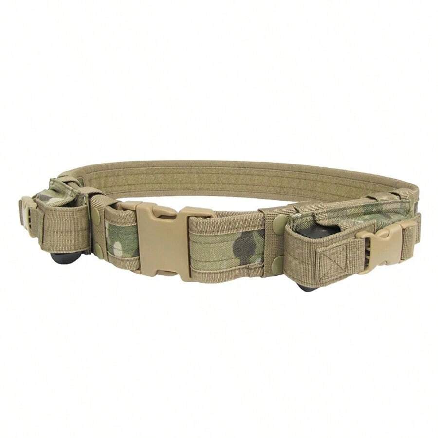 Hunting Equipment System Tactical Men Belt Waist Support Security Combat Duty Utility Belt With Magazine Pouches - Khaki - View 1
