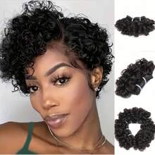 3pcs 6-Inch Brazilian Curly Real Human Hair Extensions, Fluffy Curly Braiding Hair - SNatural - View 1