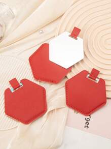 1 Stück Edelstahl multifarbiger hexagonaler karten-Make-up-Spiegel für Studentenwohnheime, kleiner Schminkspiegel für den Tisch, Geschenk für Freundin und Mutter