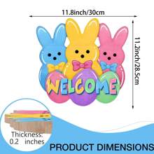 Carteles de puerta de entrada con conejito de Pascua, ganchos de puerta de madera con conejito lindo para decoraciones de pórtico exterior, coronas de Pascua de huevos de primavera de madera para colgar en pared interior, decoración del hogar, decoración de habitación, decoración de pared