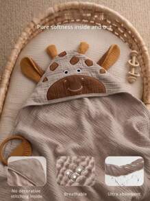 Muslin Baby Hooded Towel, Soft And Absorbent Bath Towel For Newborn, Infant, Toddler, Unisex, 32″X32″