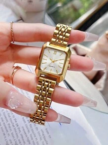 Orologio al quarzo con cinturino in acciaio inossidabile, design minimal e raffinato, stile retrò alla moda di Hong Kong