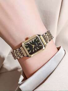 Orologio al quarzo con cinturino in acciaio inossidabile, design minimal e raffinato, stile retrò alla moda di Hong Kong