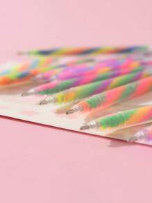 1pc/6pcs Colorful Painting Spiral Gel Pens, (6PCS/Box) Random Color Styles, Gradient Color Journaling Pens, Dreamlike Doodle Rainbow Pens, Multi-Color In One Pen, High-Quality Creative Student Stationery Gel Pens, DIY Doodle Drawing Pens, Suitable For Students Colored Greeting Cards