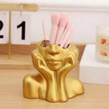 1 pieza Jarra delicada de resina con mano sosteniendo un rostro - Escultura de arte corporal humano hecho a mano, macetero, decoración de escritorio personal, almacenamiento de maquillaje, regalo exclusivo para el Día de San Valentín, Día de la Madre y otras festividades - Multicolor - Ver 7