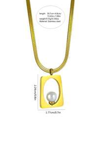 1pc Elegant Medieval Style Geometric Hollow Stainless Steel Pendant Necklace With Embedded Light Bulb Beads, Suitable For Women To Wear To Parties Or Vacations, Or As A Gift For Holidays