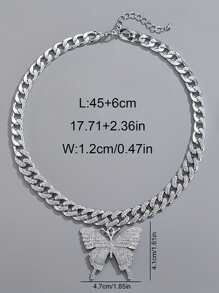 2 件银蝴蝶吊坠链项链和手链套装，男女皆宜的嘻哈珠宝，情人节和母亲节礼物，适合她和他、妈妈、母亲、母亲节、礼物的时尚配饰