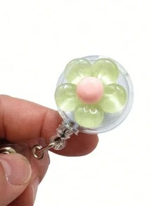 1pc/6pcs Cute Crystal Flower Design, Resin Plastic Material, Retractable Rotating Clip, Badge Reel With Rotating Clip, Suitable For Work ID, Student ID, Ideal For Students, Teachers, Doctors, School Supplies, Back To School Season And More. - Multicolor - View 2