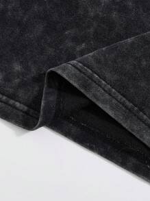 Shwiy 男士复古水洗黑色无袖连帽朋克摇滚乐队图案背心，适合音乐节和演唱会穿着