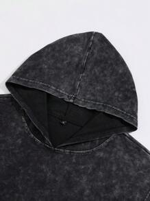 Shwiy 男士复古水洗黑色无袖连帽朋克摇滚乐队图案背心，适合音乐节和演唱会穿着