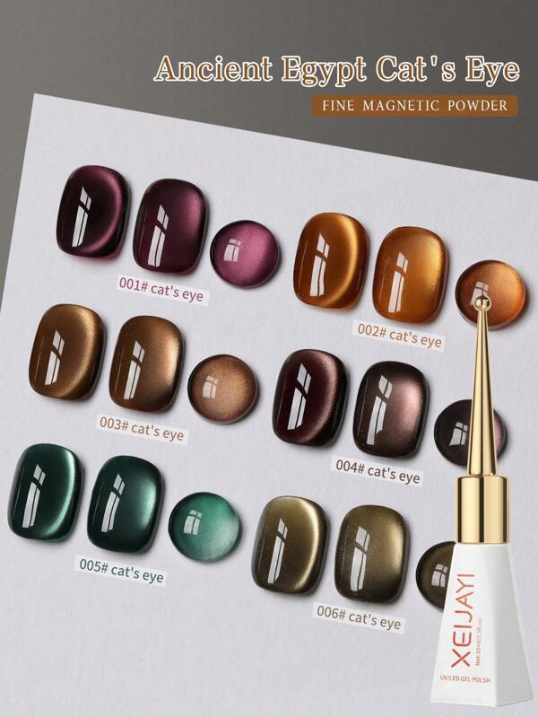 XEIJAYI 6Pcs Cat Eye Gel Nail Polish Set Soak Off UV French Cat Eye Gel Nail Polish Manicure Salon At Home