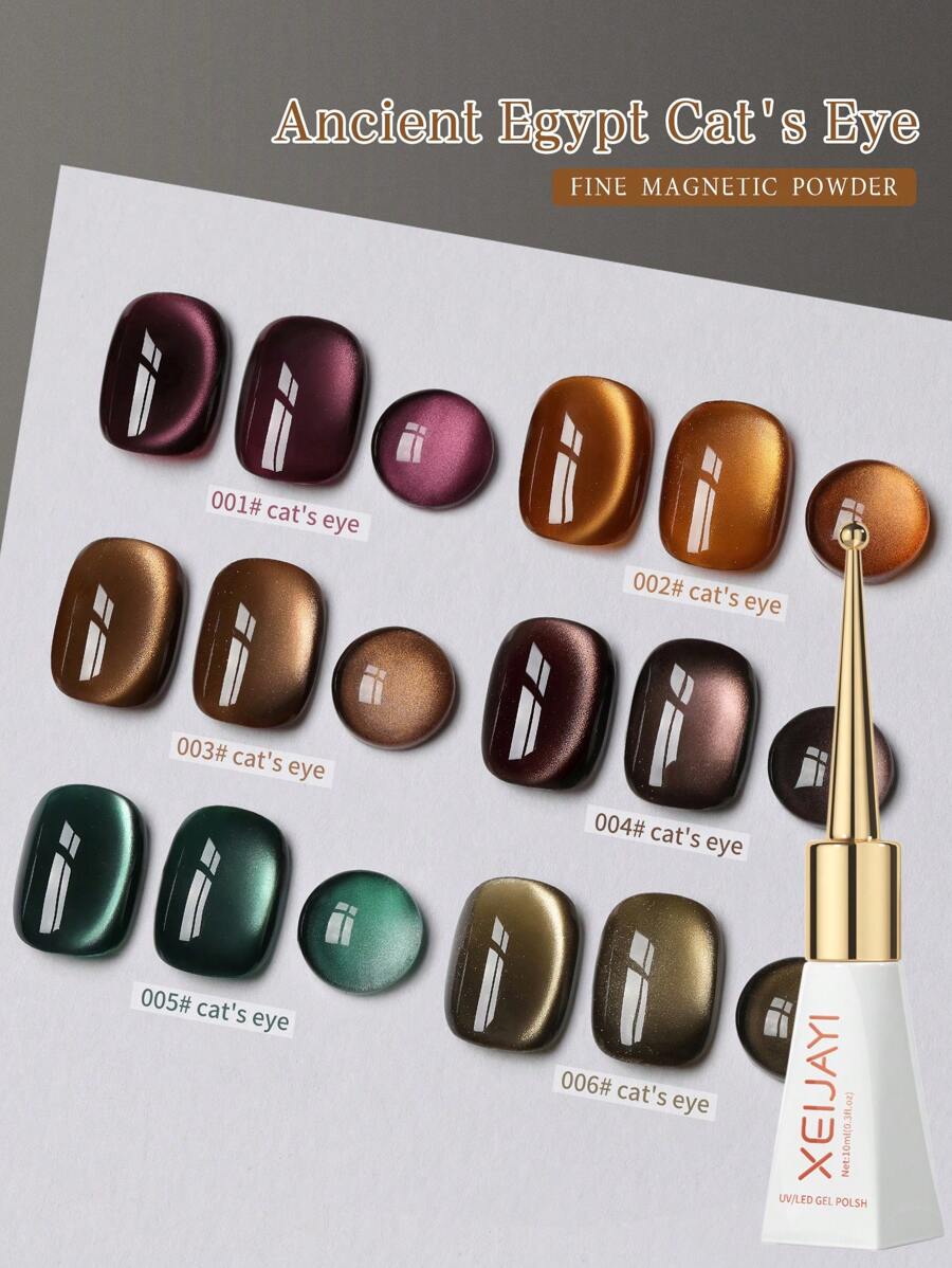 XEIJAYI 6件套猫眼凝胶指甲油套装，可卸UV法式猫眼凝胶指甲油，在家即可享受美甲沙龙体验 - 彩色 - 查看 1