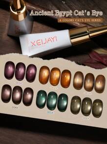 XEIJAYI 6件套猫眼凝胶指甲油套装，可卸UV法式猫眼凝胶指甲油，在家即可享受美甲沙龙体验 - 彩色 - 查看 4