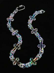 1pc Men's Fashion Acrylic Transparent Cross & Geometric Infinity Chain Necklace, Suitable For Everyday Wear And Gift - Geometry - View 14