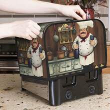 قطعة واحدة غطاء لصانع الخبز على طراز المزرعة العتيقة،غطاء غبار صانع الخبز بنمط الشيف السمين قابل للغسيل، ملحق إبداعي للمطبخ مع خطاف للتعليق، مناسب لشرائح خبز 2/4 قياسية