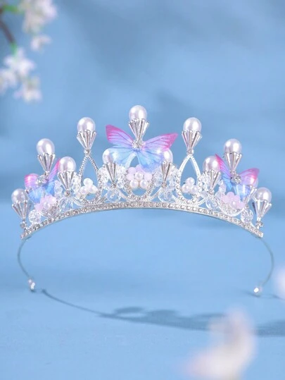 1pc Elegant Bride Silver Color Rhinestone Crystal Alloy Luxury Big Crown Headpiece, Suitable For Wedding, Birthday, Party, Photo Shoot