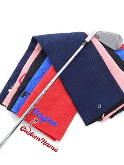 (Customized) 1pc Personalized Embroidered Soft Waffle Golf Towel, Multi-Color Pineapple Texture, Suitable For Daily Golf Use Home Bathroom Decor Fall Decor Beach Essentials Back To School Shower Towels For Beauty Salon, Hotel Sports,Home Essentials, Towel, Skin Care