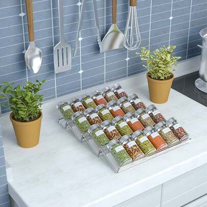 4/8件套透明亚克力调料架抽屉罐收纳架可调节可堆叠阶梯式调味瓶收纳架厨房用品厨房配件厨房工具