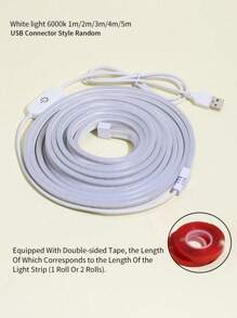1m/2m/3m/4m/5m USB Flexible LED Neon Decorative Light Strip, Dimmable Atmosphere Lamp For Live Streaming, Makeup Mirror, Bathroom, Touch Switch - White - View 10