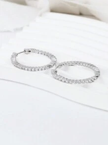 Hypoallergene dames hoepeloorbellen, grote ronde oorbellen met kubieke zirkonia, minimalistische klassieke stijl geschikt voor dagelijks gebruik, verjaardagscadeau