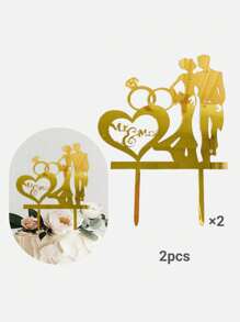 1pc/2pcs/5pcs "Mr&Mis" English Letters Cake Topper, Wedding Cake Decoration, Anniversary Cake Decoration, Engagement Party Cake Decoration, Valentine's Day Cake Topper, Baking Decoration, Kitchen Baking Decoration Supplies, Baking Supplies, Cake Supplies - Gold - View 8