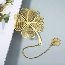 4pcs/1pc Metal Leaf & Flower Bookmarks, Bookmark Set, Maple Leaf, Four-Leaf Clover, Lotus, Ginkgo Leaf Bookmarks With Pendant Chain, Suitable For Book Lovers, Writers, Readers, Birthday, Graduation, Holiday, Valentine's Day, Wedding, Back To School, Teacher Supplies, Bible, Study Supplies, Christmas Gifts - Gold - View 14