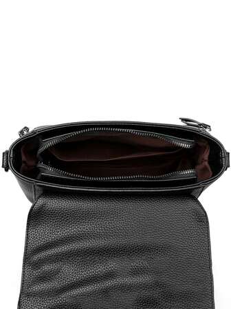 1st enfärgad PU-läderdekoration Flikskydd Stor kapacitet Stöldskyddshandväska, lämplig för daglig användning för kvinnor, crossbody & axelväska