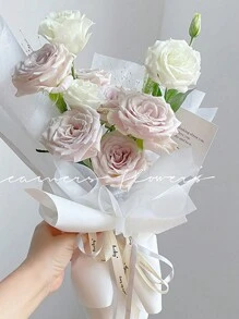 40 件/包小号一次性牛奶玫瑰花束包装纸，插花包装材料，优雅简约的花卉衬里