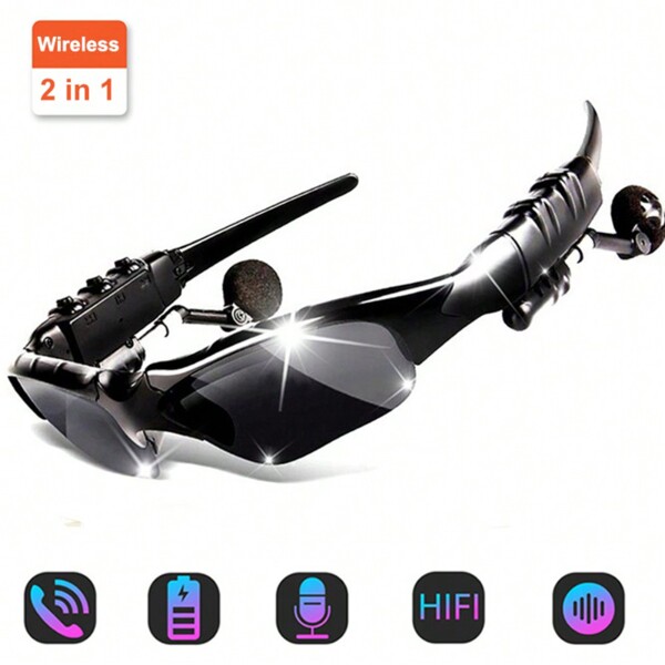Wireless Glasses 2 In 1 Polarized Sunglasses Earphone, Wireless Headset With Mic For Outdoor Sport Driving