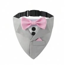 1 pieza Pañuelo de lujo y elegante para mascotas con moño y collar ajustable, diseño personalizado, apto para bodas y diversas fiestas - Multicolor - Ver 13