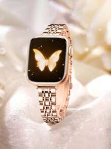 1 Stück Damen Smartwatch Armband, Rose Gold schmales schlankes Design ultra dünn leicht Luxus glatte Oberfläche verstellbares Edelstahl Armband für Series 8 7 6 SE 5 4 3 2 1, 38/40/41/42/44/45/49mm, Modisches Accessoire & Geschenk