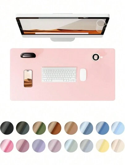 Fates 高级纳帕纹理 PU 皮革轻质桌垫保护套，双面使用，办公桌垫，大鼠标垫，防滑 PU 皮革桌面吸墨纸，笔记本电脑桌垫，防水桌面书写垫，适用于办公室和家庭（厚度 1 毫米）